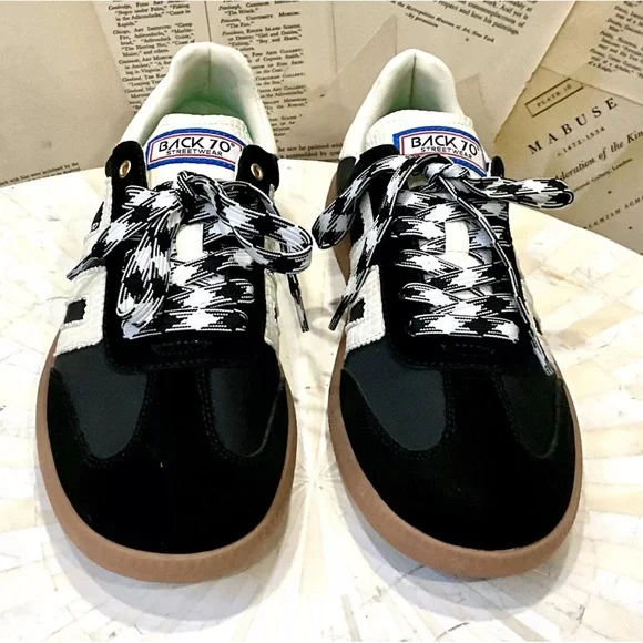 Free People Back 70 Ghost Sneakers Black Mixed Material 2 Tone Laces - Picture 8 of 11